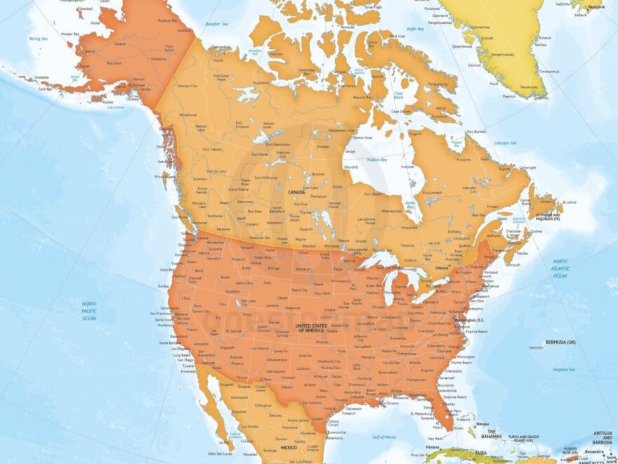 Vector Map North America Bathymetry XL One Stop Map