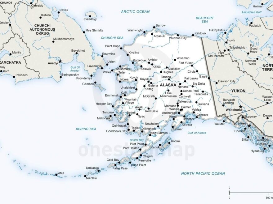 Vector Map Of Alaska Political One Stop Map