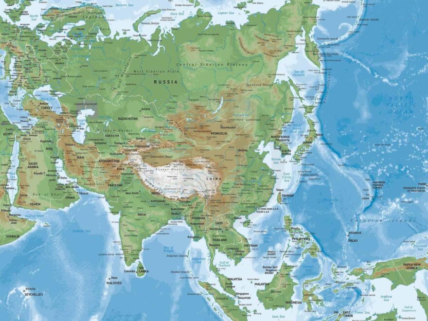 Vector Map Of Asia Continent Physical One Stop Map