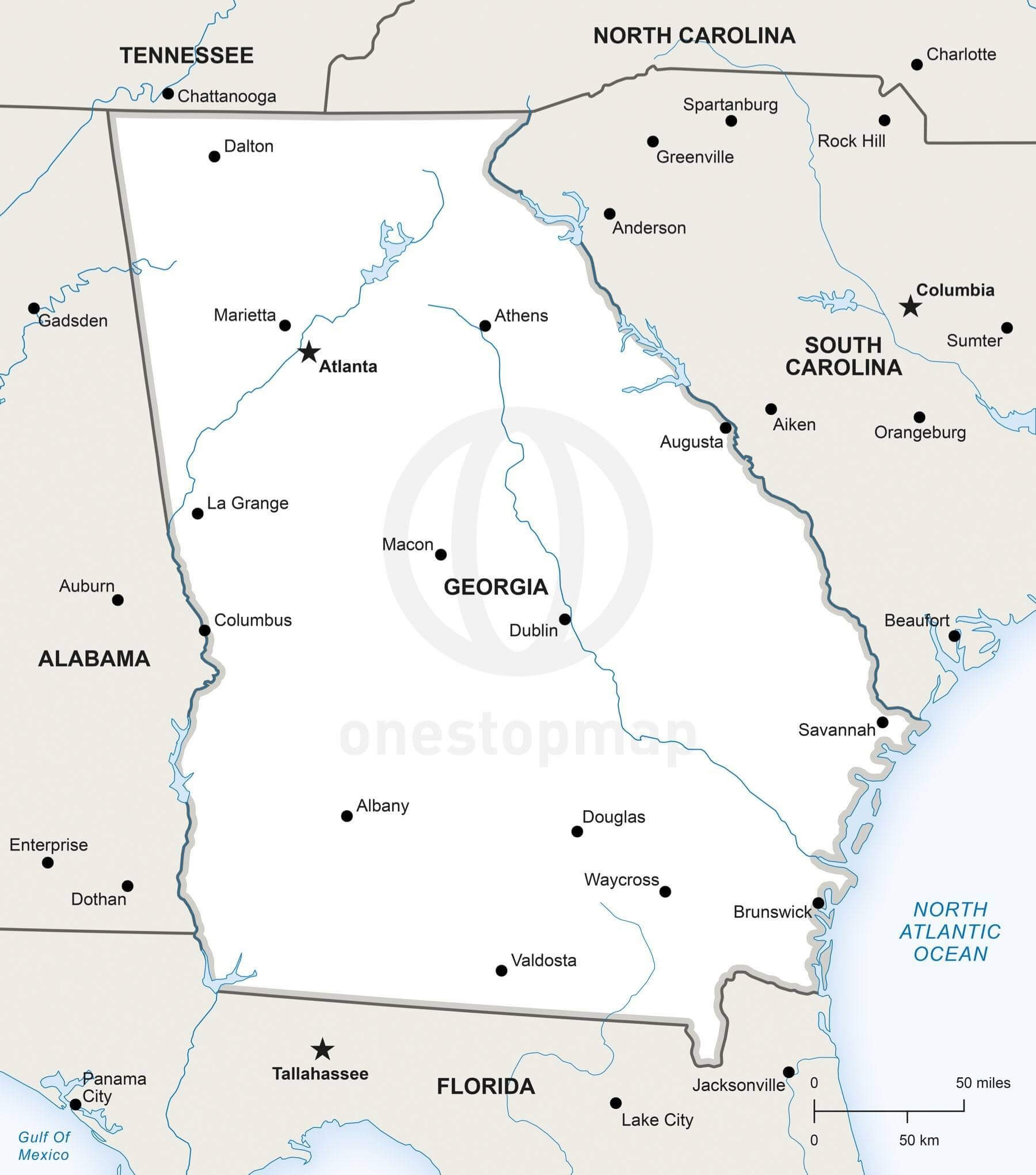 Free Printable Map Of Georgia
