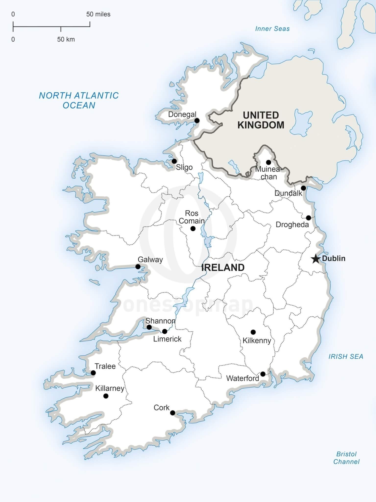 Printable Map Of Ireland With Cities