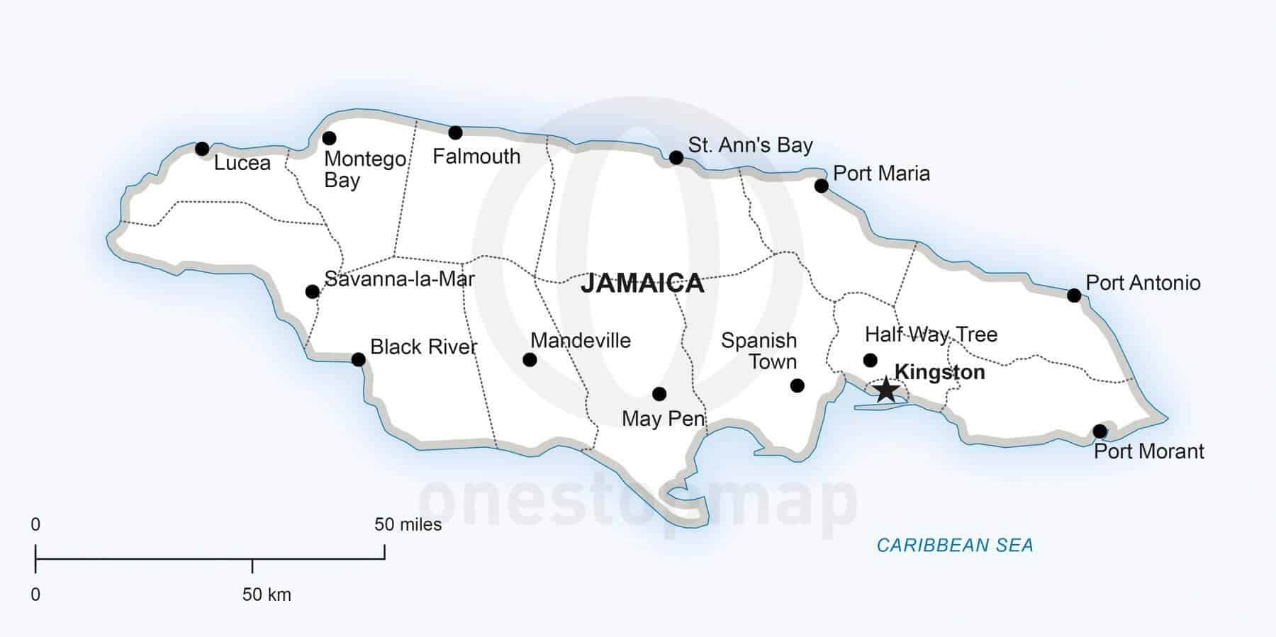 Vector Map Of Jamaica Political One Stop Map