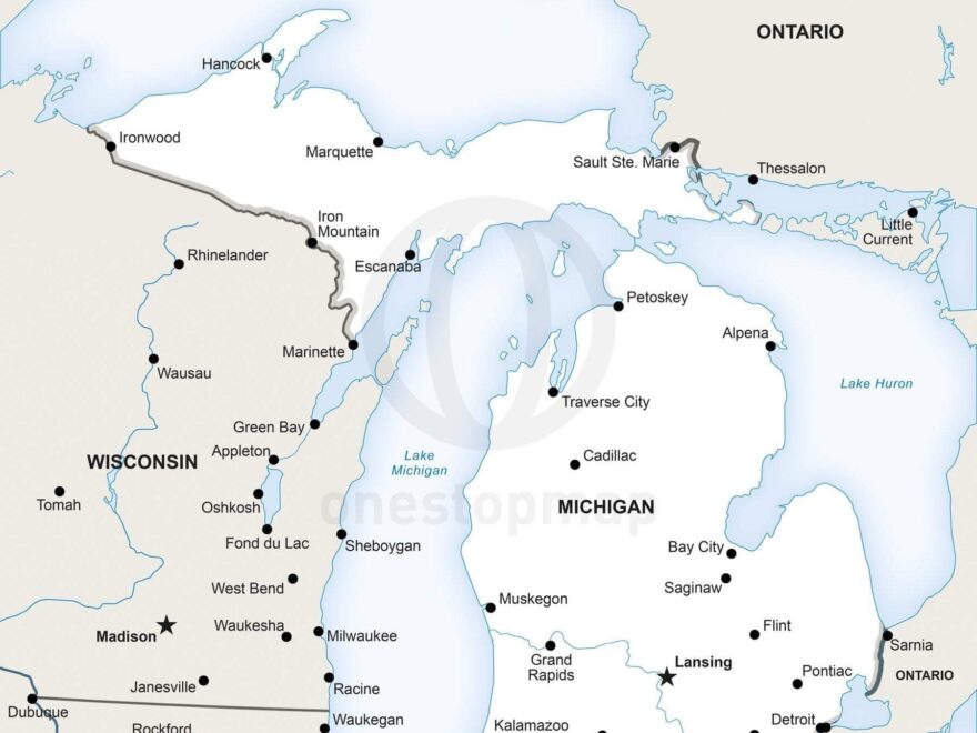 Vector Map Of Michigan Political One Stop Map