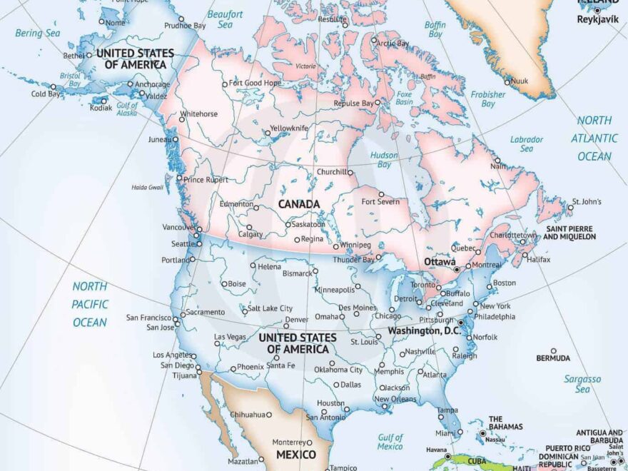 Vector Map Of North America Continent One Stop Map