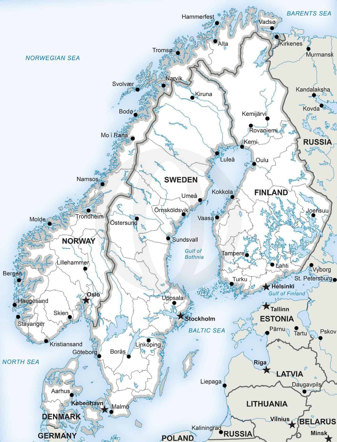 Printable Map Of Scandinavian Countries Printable Map Of Scandinavian Countries