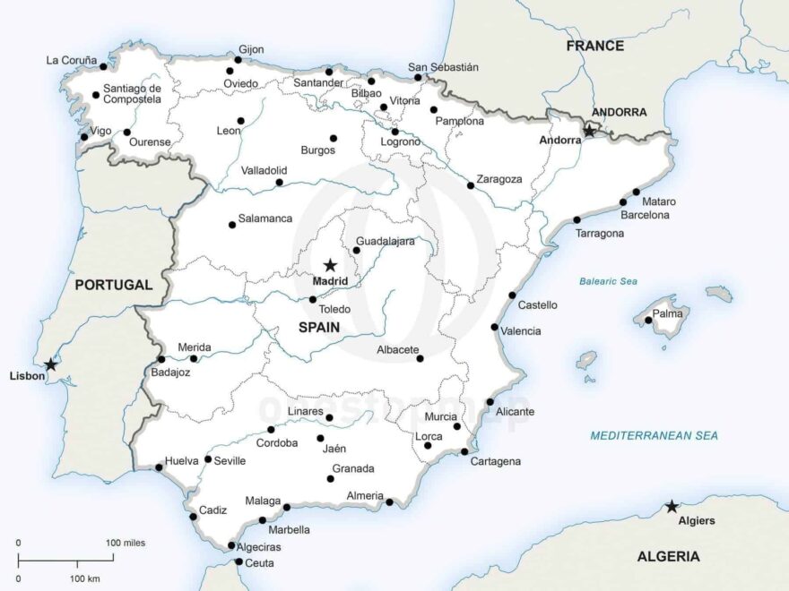 Vector Map Of Spain Political One Stop Map