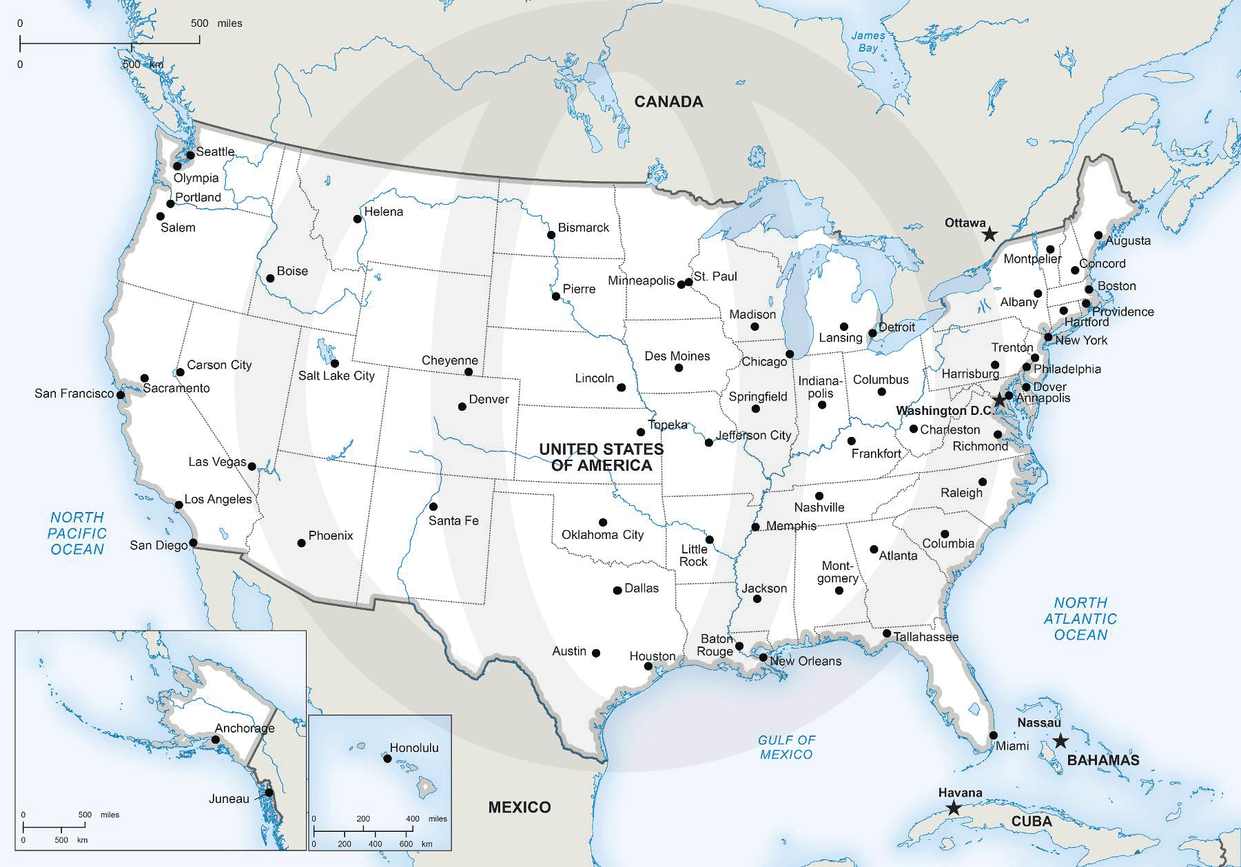 Detailed Us Map Printable