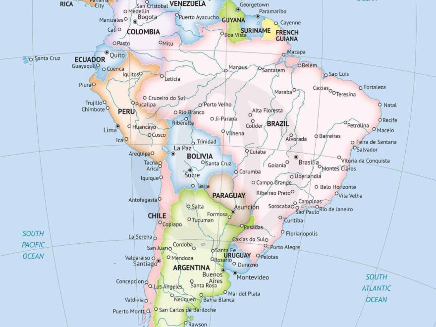 Vector Map South America Continent Political One Stop Map