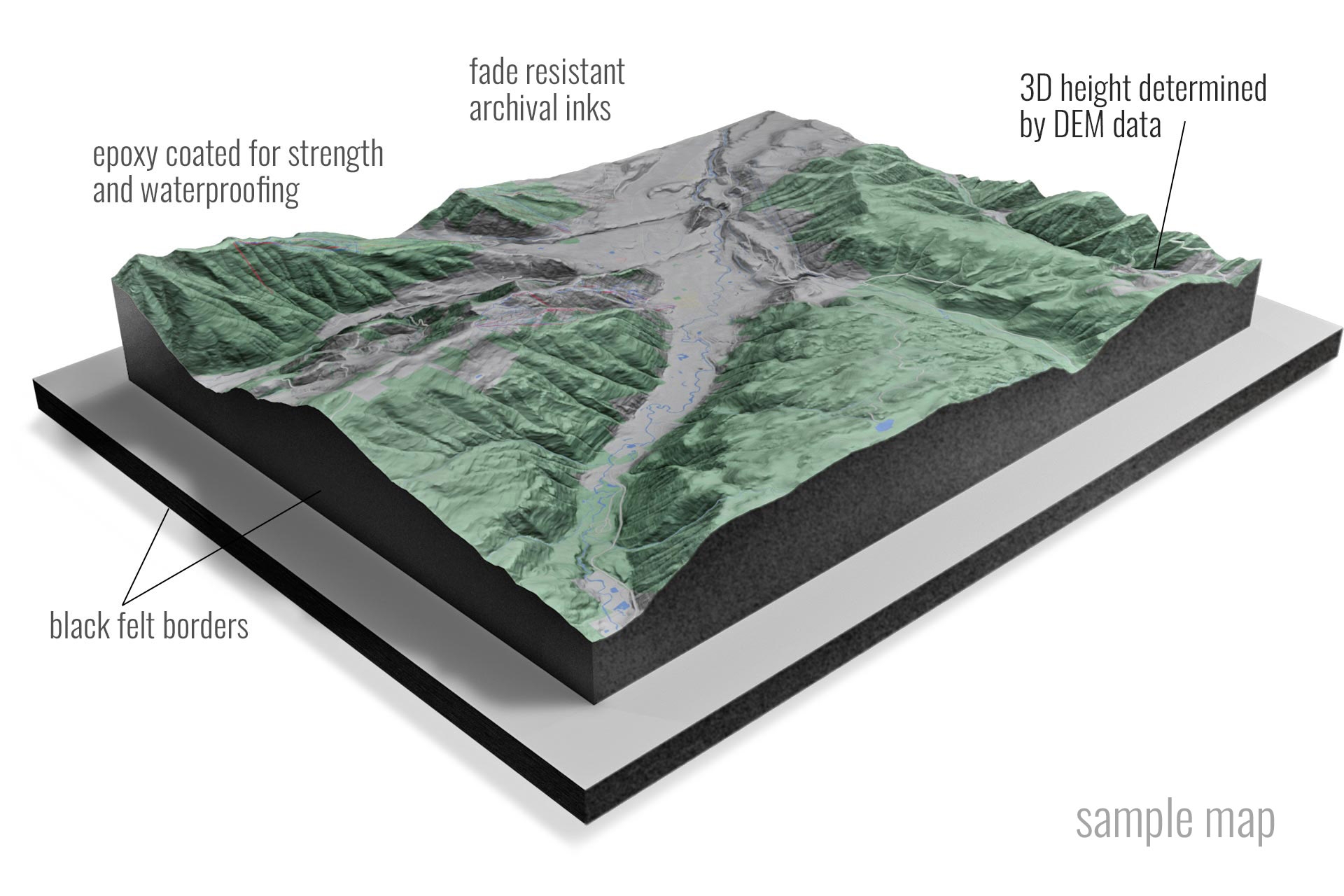 Vermont 3D Terrain Raised Relief Maps