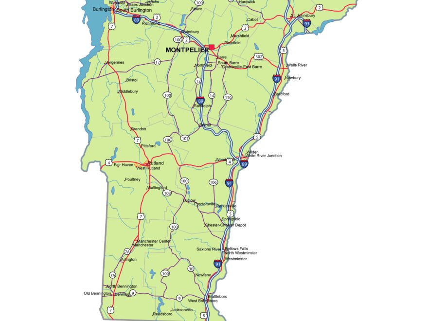 Vermont State Vector Road Map Printable Vector Maps