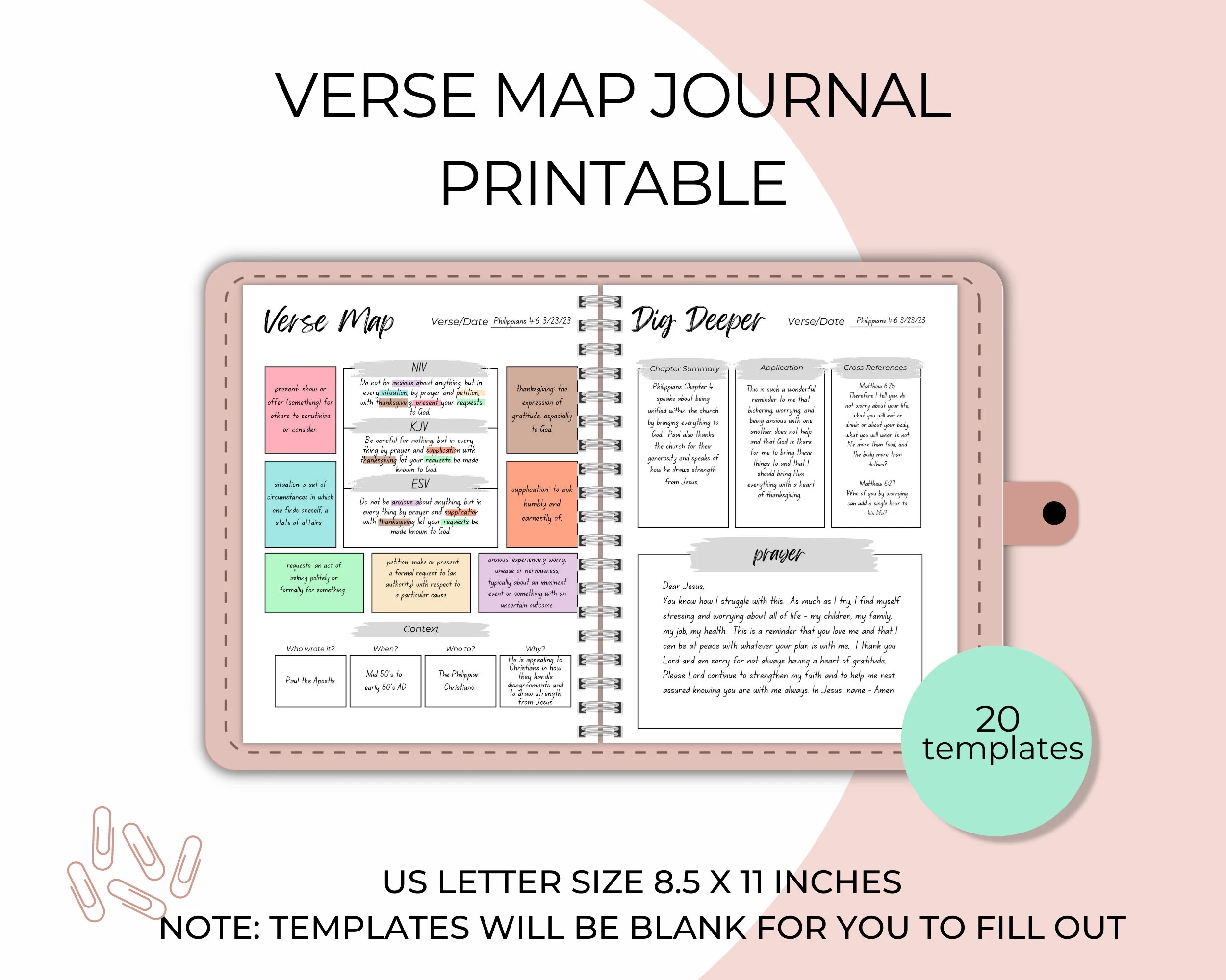 Verse Mapping Journal Printable I Bible Mapping Planner Printable I Scripture Map Journal Digital Etsy