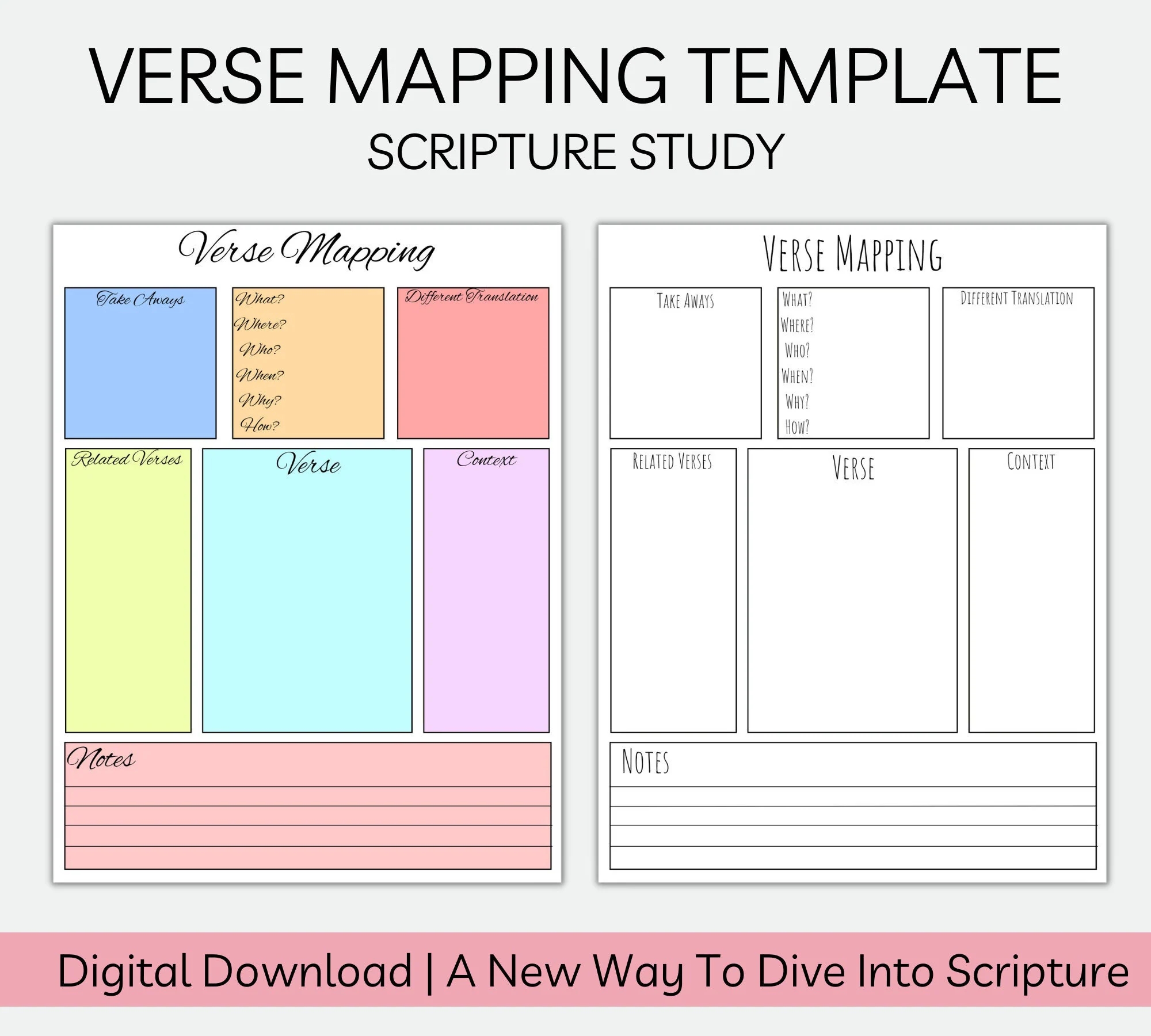 Verse Mapping Template Bible Journaling Digital Download Etsy