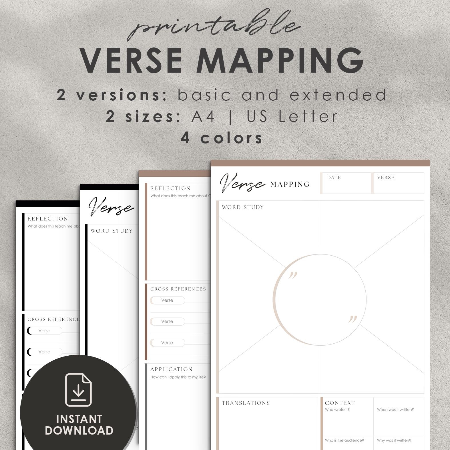 Verse Mapping Template For Bible Study Printable And Digital A4 US Letter Etsy