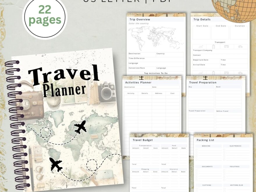 Vintage Map Travel Planner Printable Solo Travel Checklist Payhip