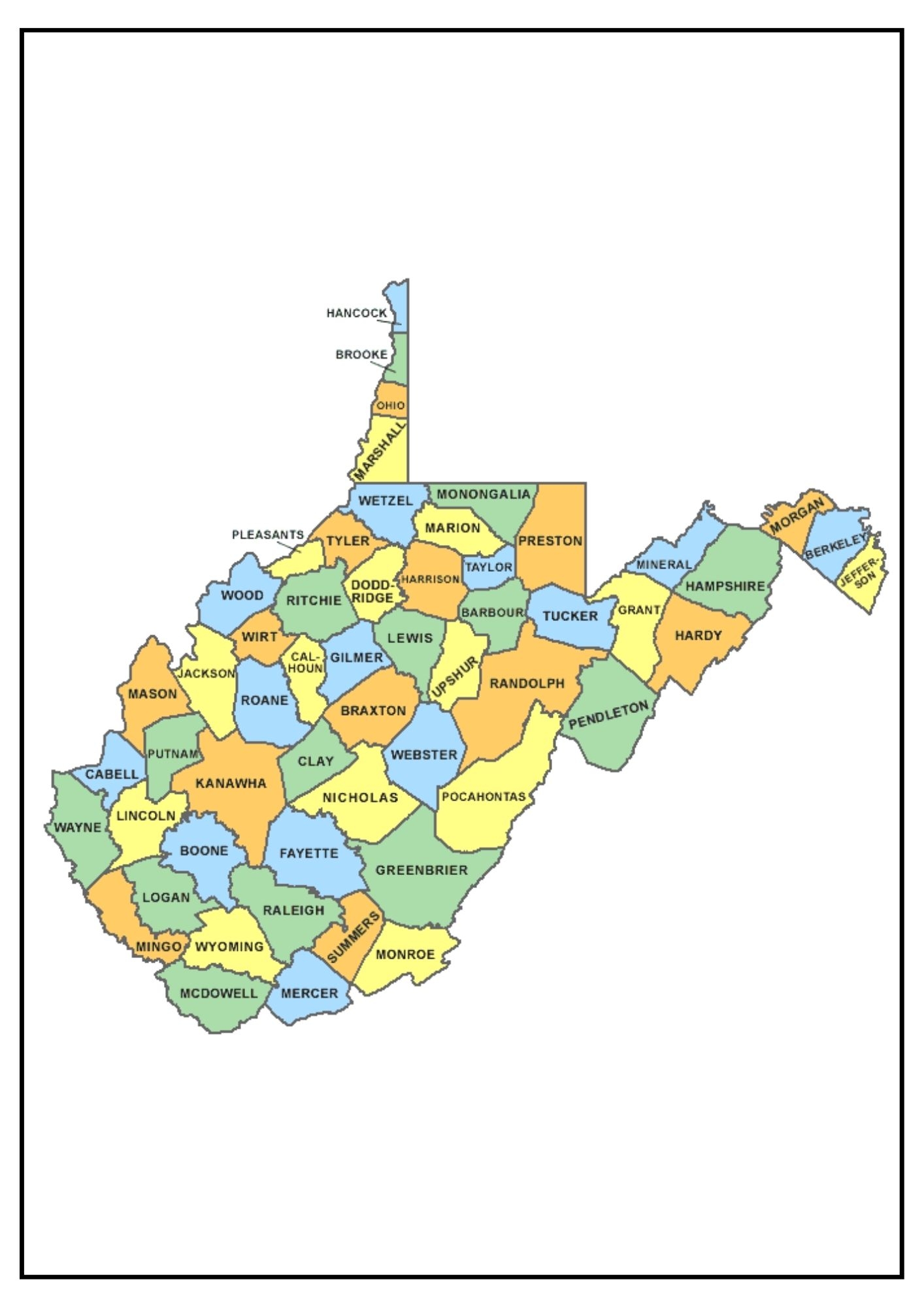 Printable County Map Of Virginia