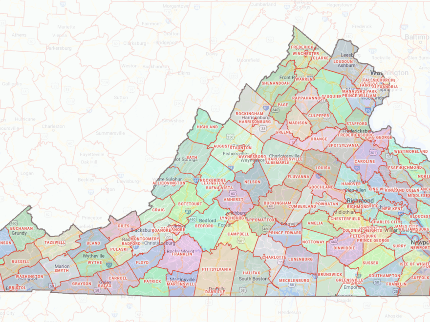 Virginia County Map Shown On Google Maps