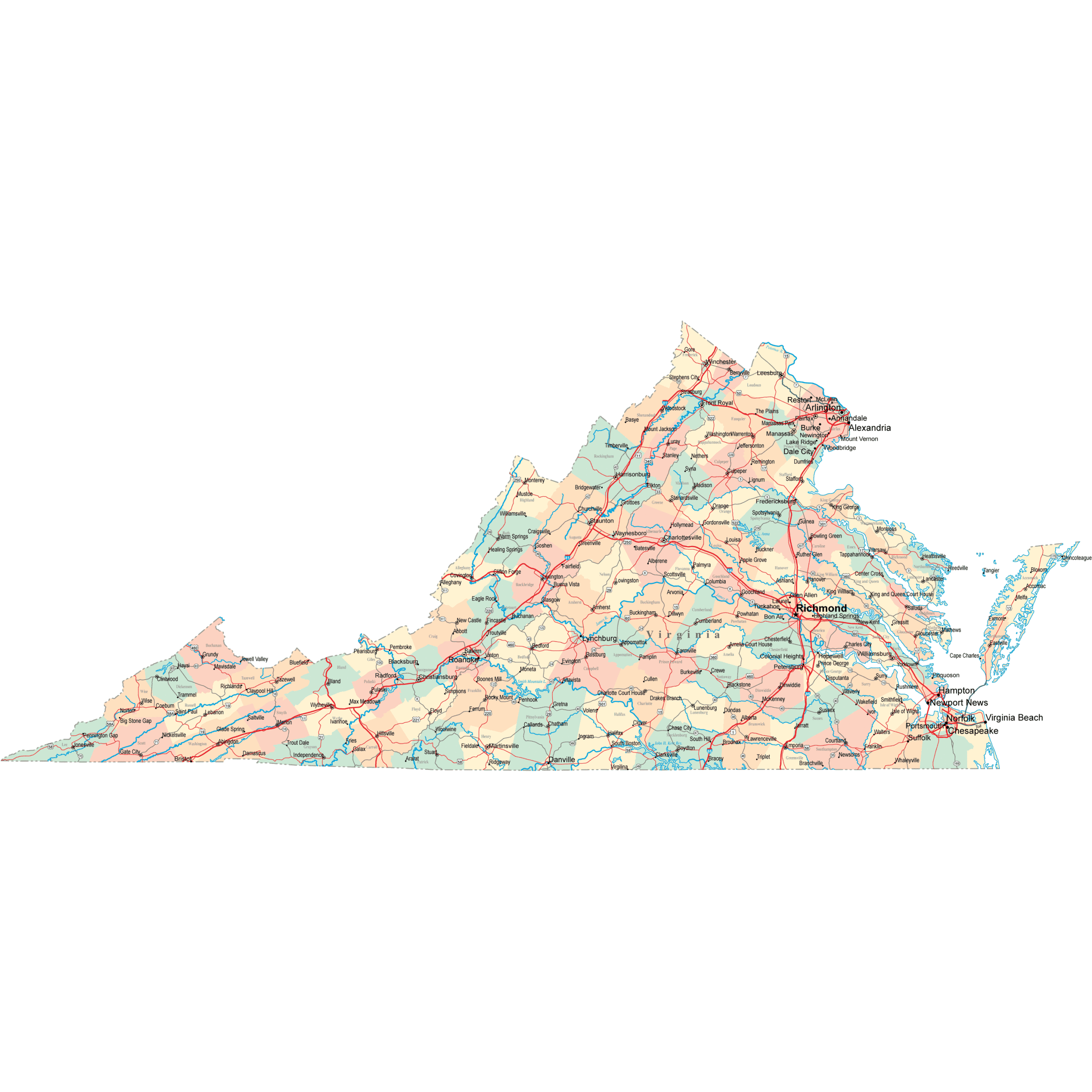 Virginia Road Map VA Road Map Virginia Highway Map