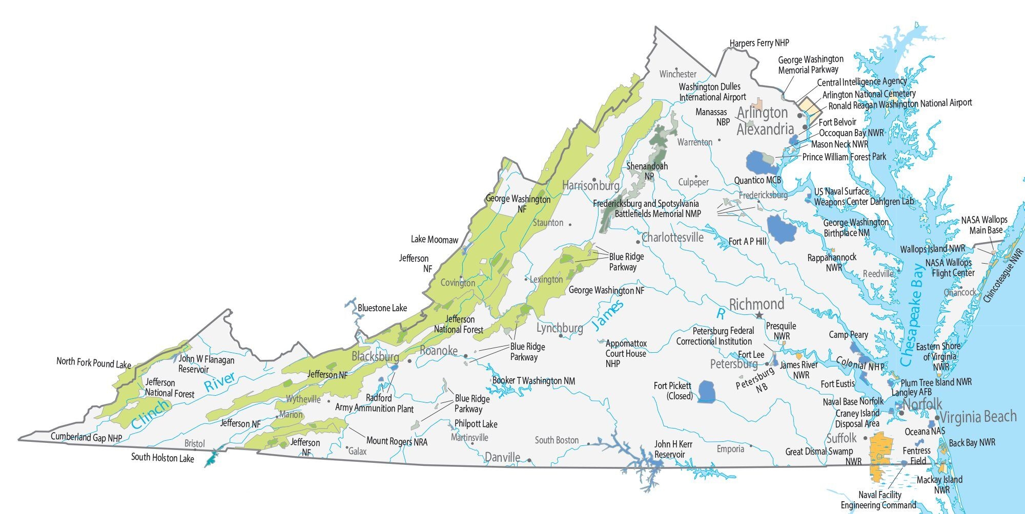 Printable Map Of Virginia Cities