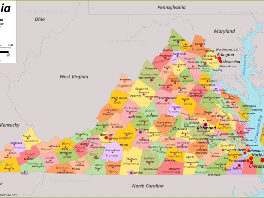 Virginia State Map USA Maps Of Virginia VA