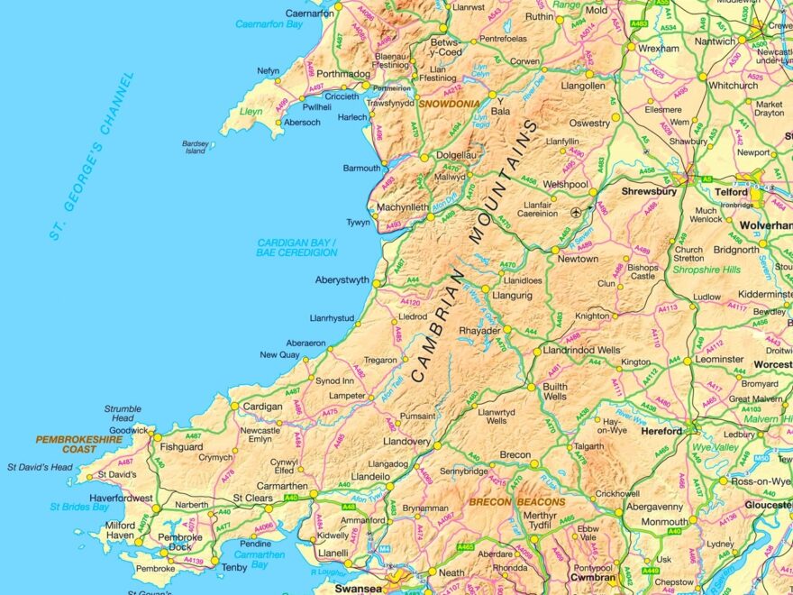 Wales Road Map Ontheworldmap