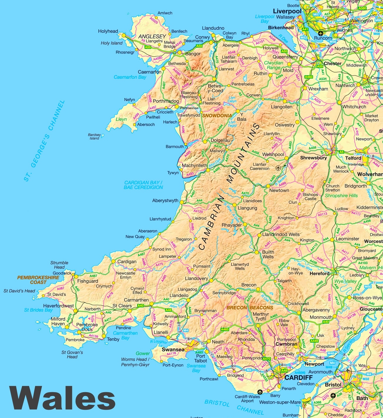 Wales Road Map Ontheworldmap