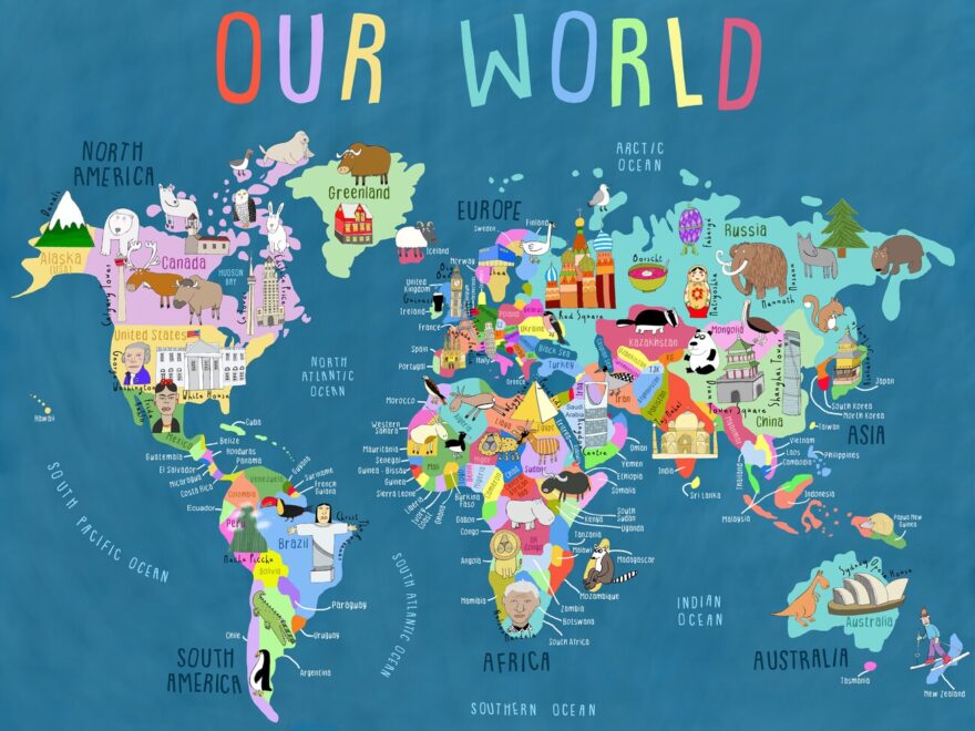 Wall Art Print Our World Illustrated World Map For Kids Carla Daly Europosters