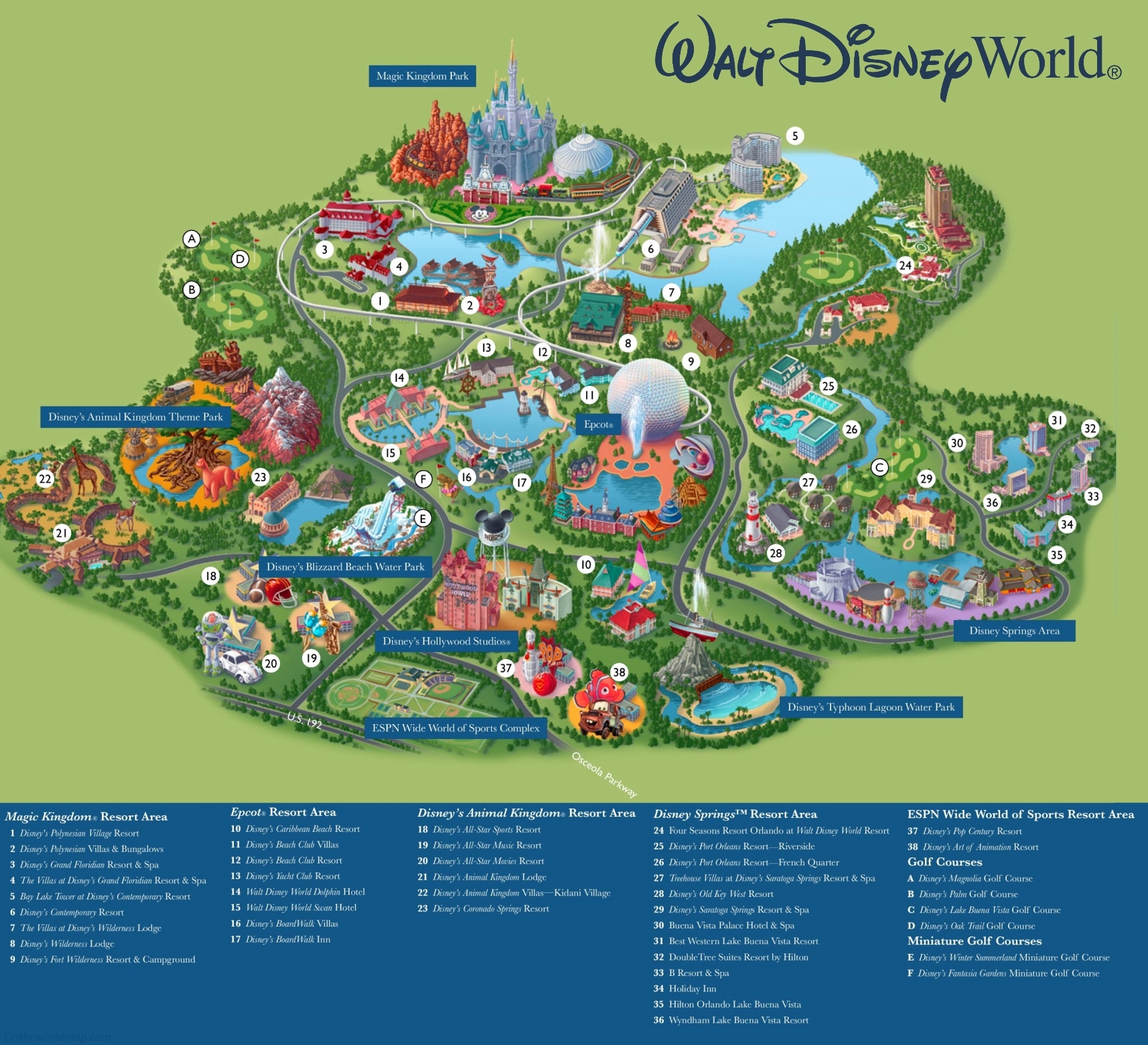 Walt Disney World Map Orlando Ontheworldmap