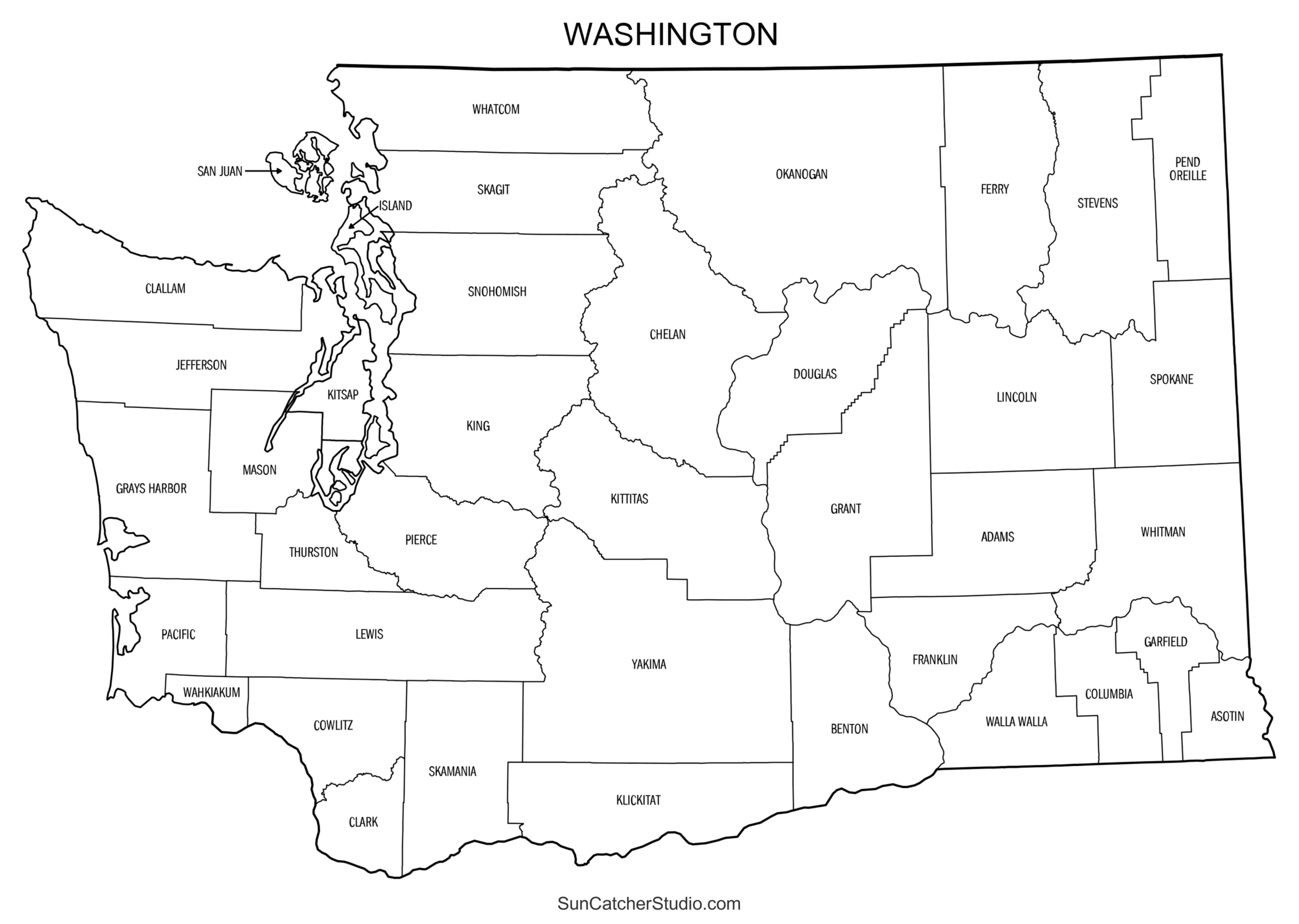 Washington County Map Printable State Map With County Lines Free Printables Monograms Design Tools Patterns DIY Projects
