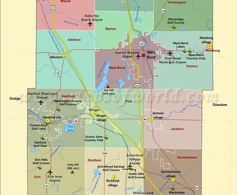 Washington County Map Wisconsin