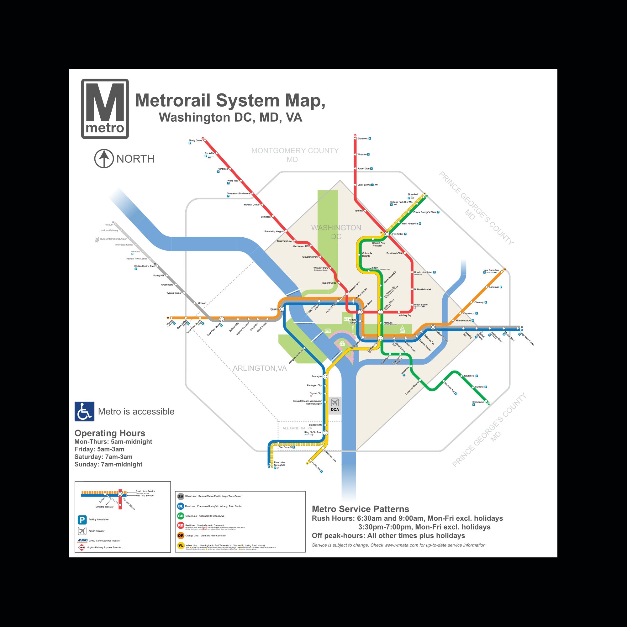 Washington D C DC Metro System Subway Diagram Transit Map Train Rail 24 X 24 Etsy Canada