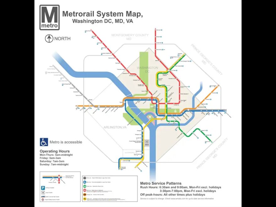 Washington D C DC Metro System Subway Diagram Transit Map Train Rail 24 X 24 Etsy Israel