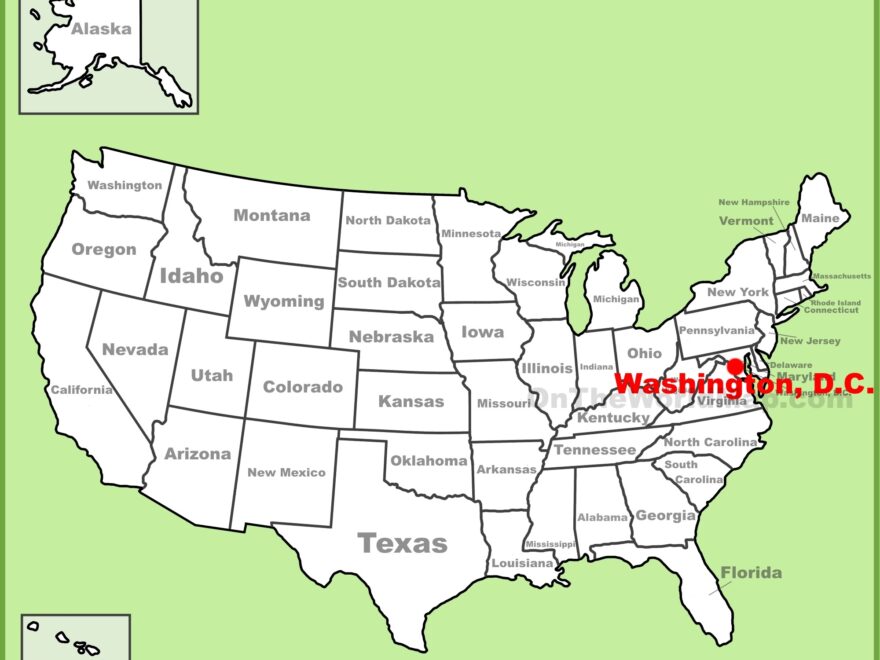 Washington D C Location On The U S Map Ontheworldmap