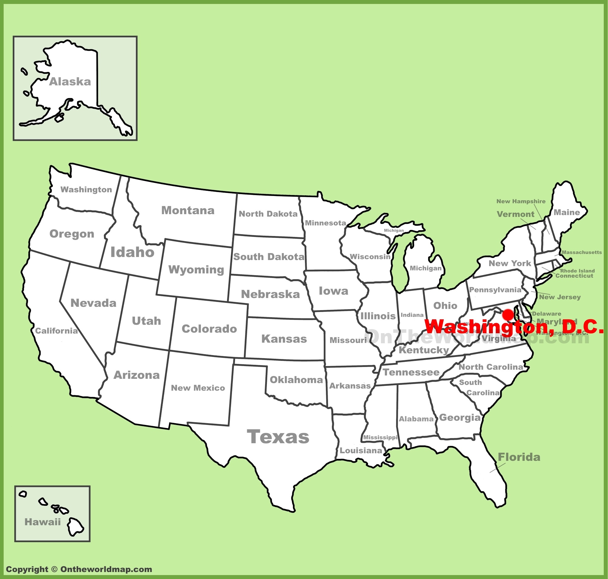 Washington D C Location On The U S Map Ontheworldmap