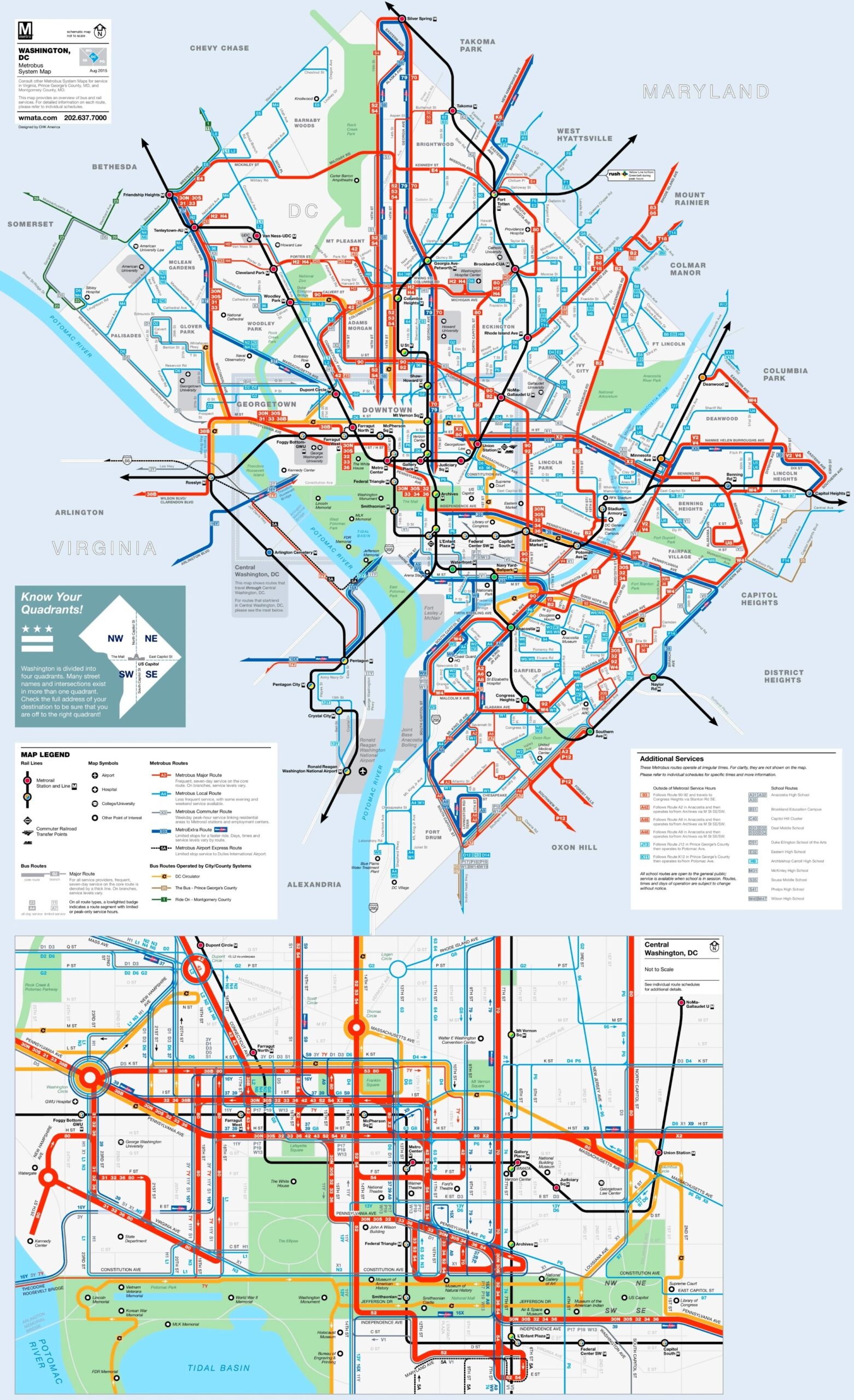 Washington D C Metro And Bus Map Ontheworldmap