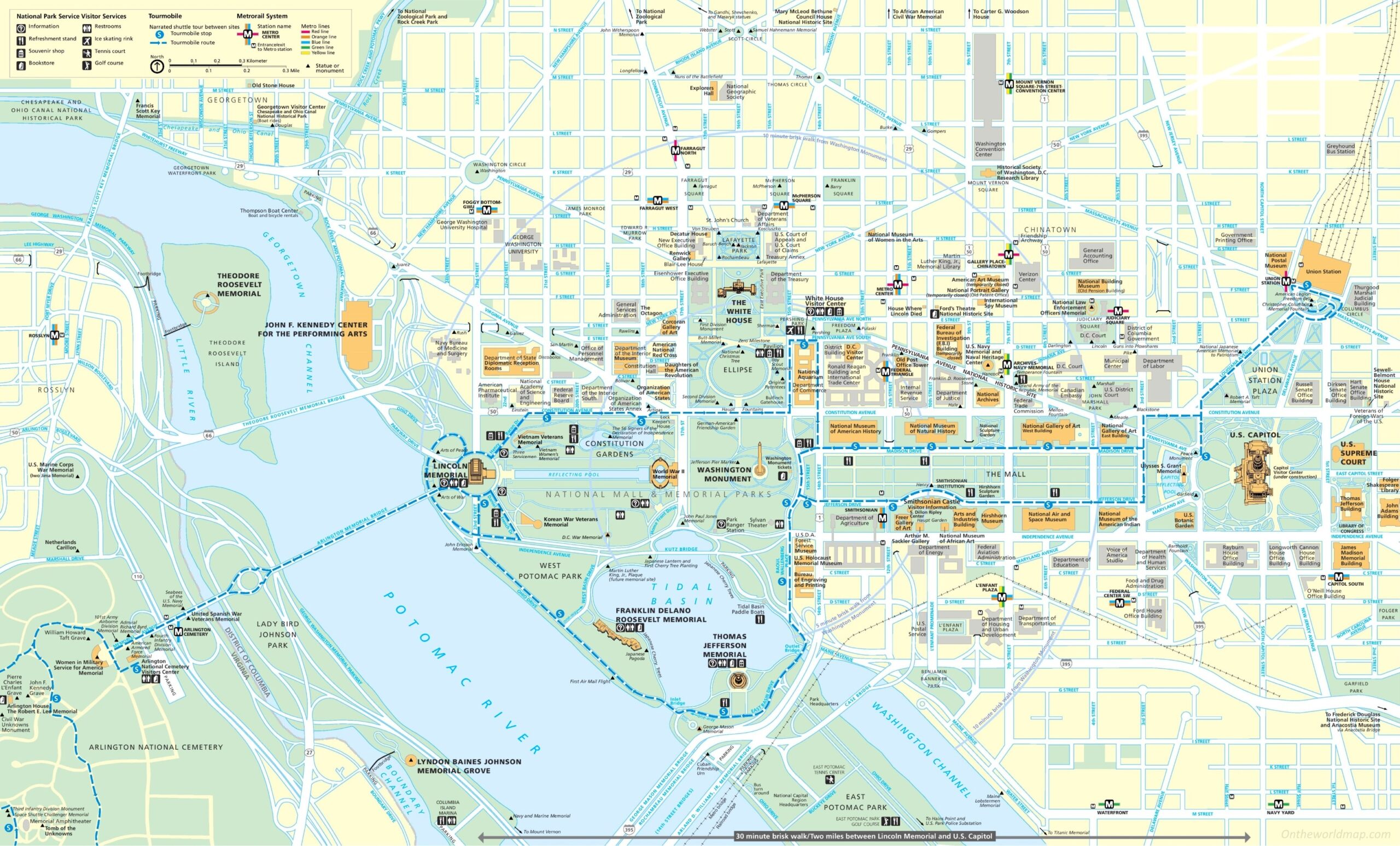 Printable D.C. Metro Map Of Attractions