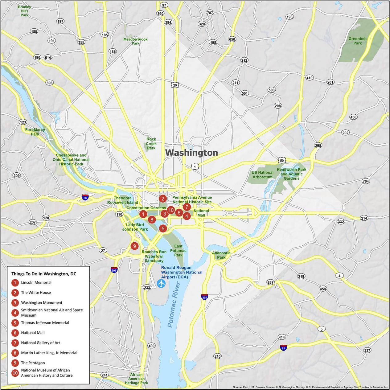 Printable Map Of Washington Dc Landmarks