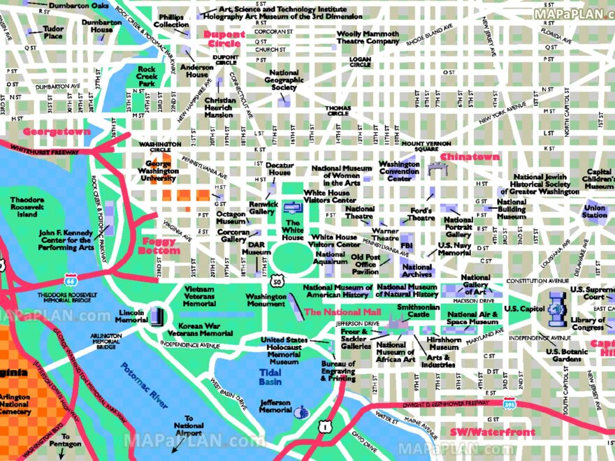 Washington DC Online Map Simple Overview Outline Directions To Fun Things To Do With Family Kids In The Capitol Hill Downtown Neighborhoods