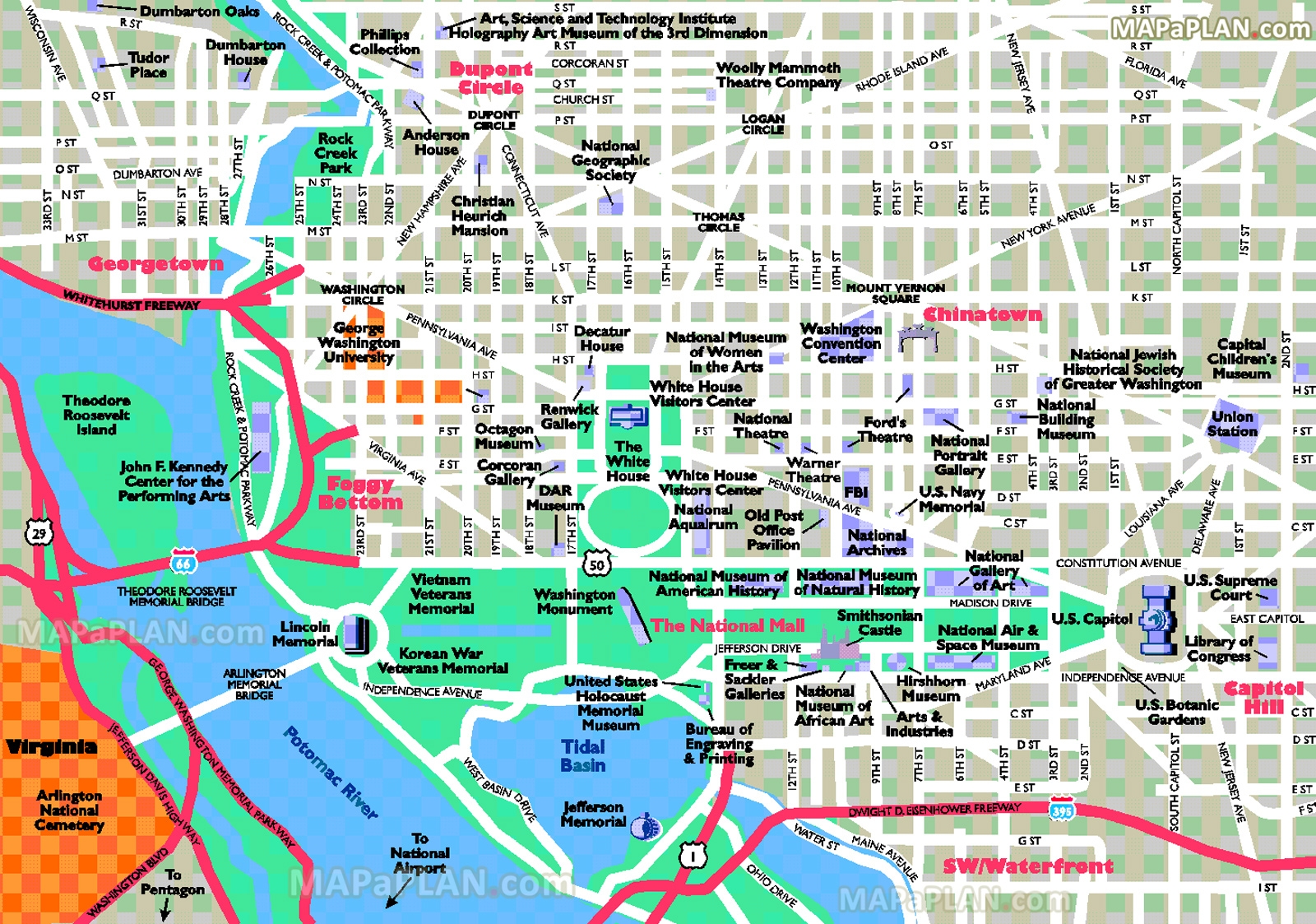 Washington DC Online Map Simple Overview Outline Directions To Fun Things To Do With Family Kids In The Capitol Hill Downtown Neighborhoods