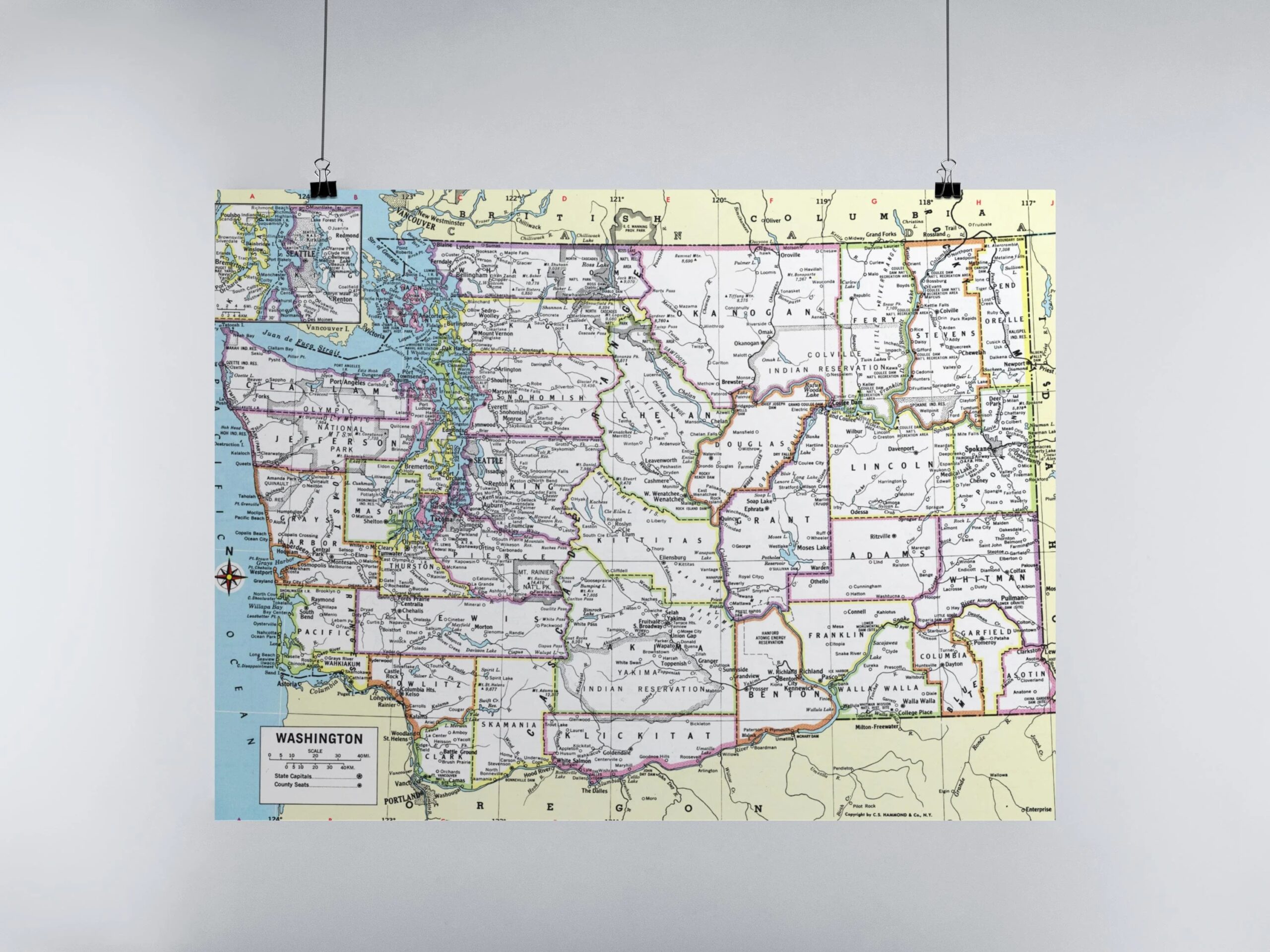 Washington Map Instant Download Printable Map Digital Download Wall Art Antique Map Etsy
