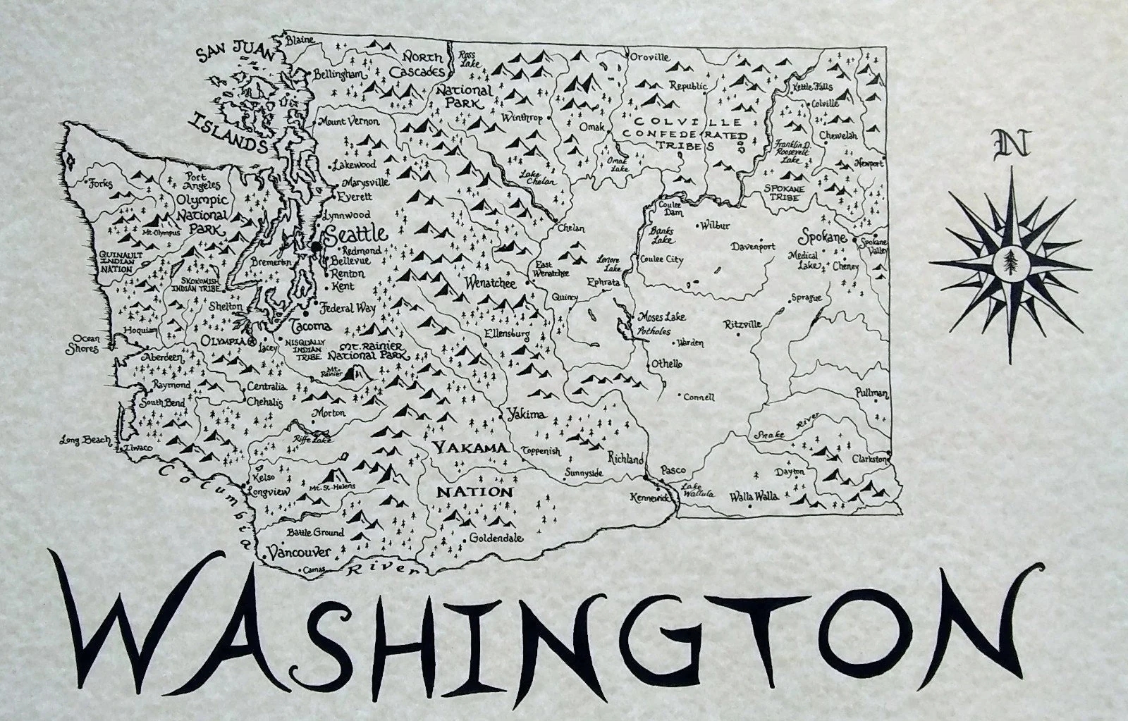 Washington State Map Printable 11x17