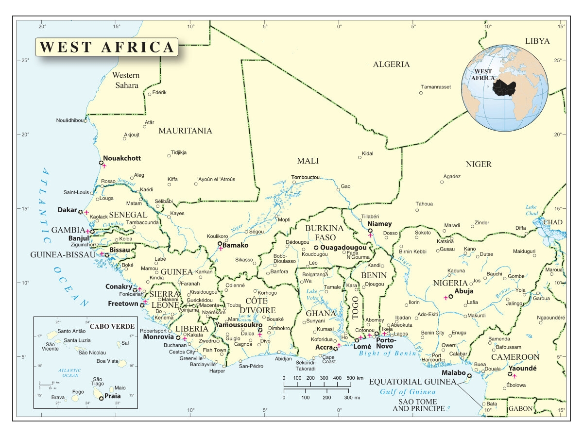 West Africa Atlantic Coast Political Physical Waterways Region Map Poster Print EBay West Africa Atlantic Coast Political Physical Waterways Region Map Poster Print EBay