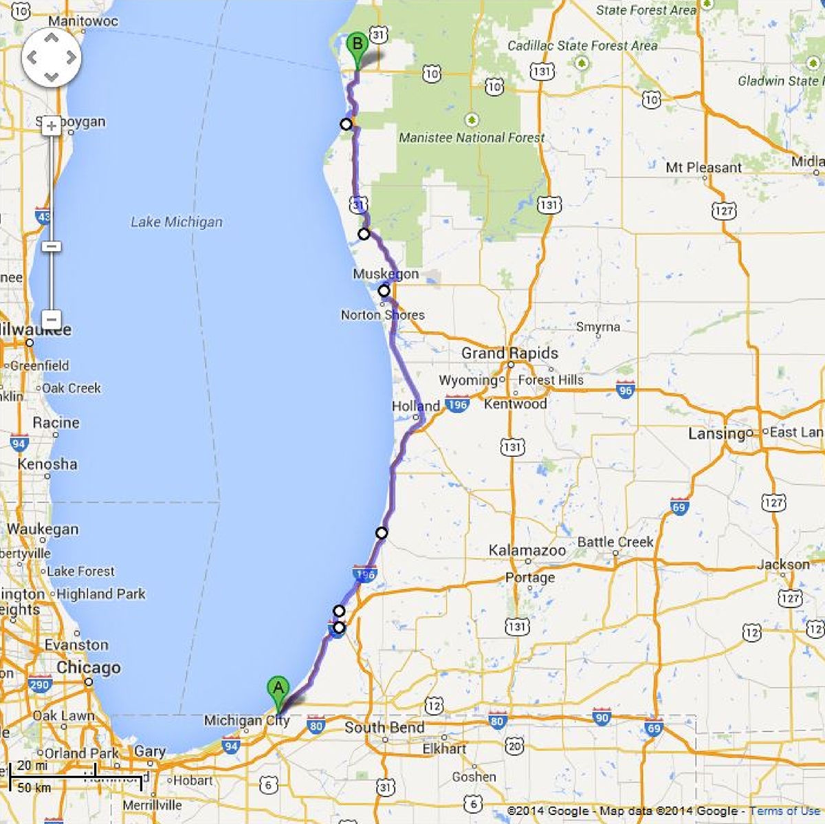 Printable Map Of Lake Michigan