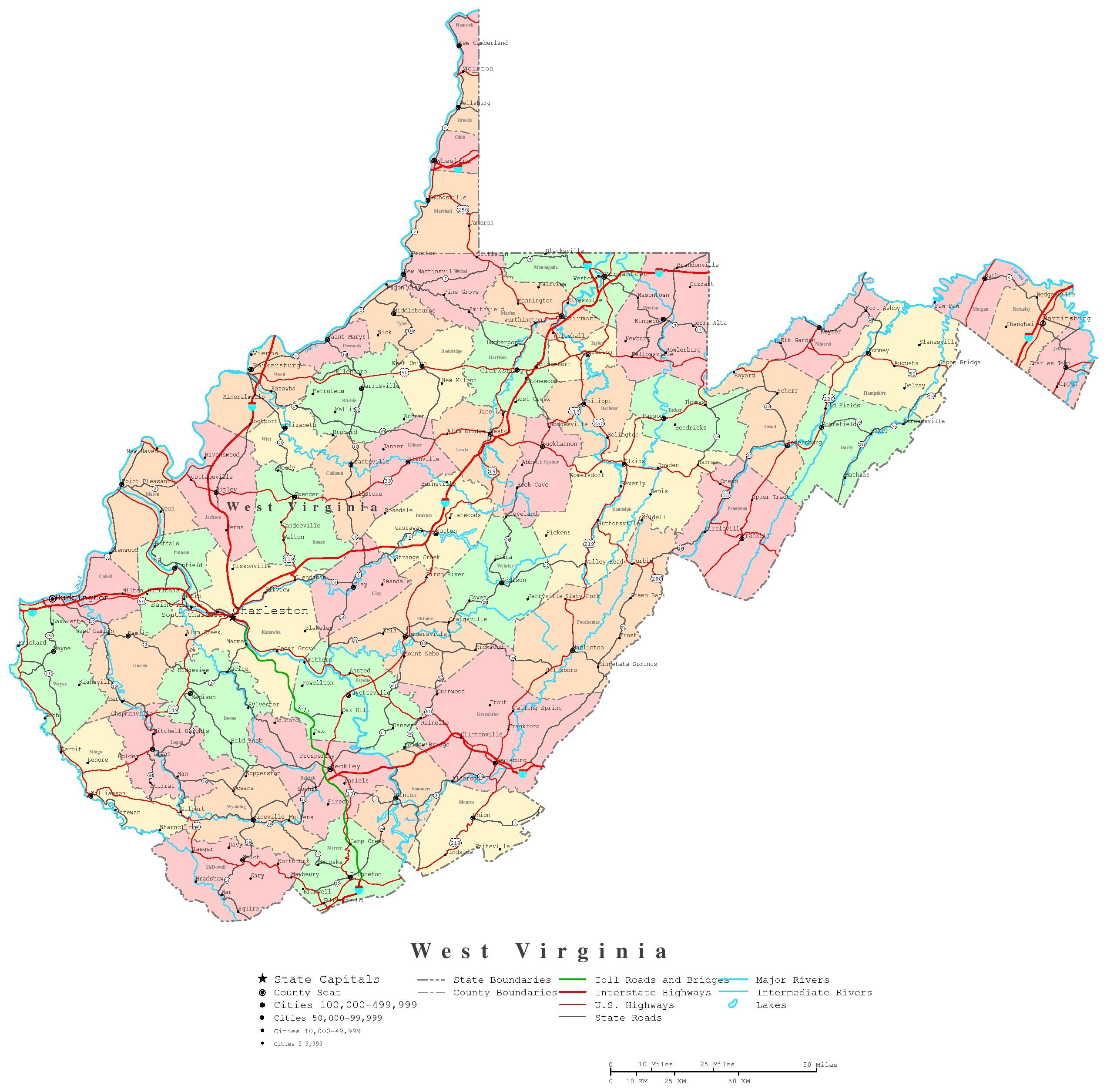 West Virginia Printable Map West Virginia Printable Map
