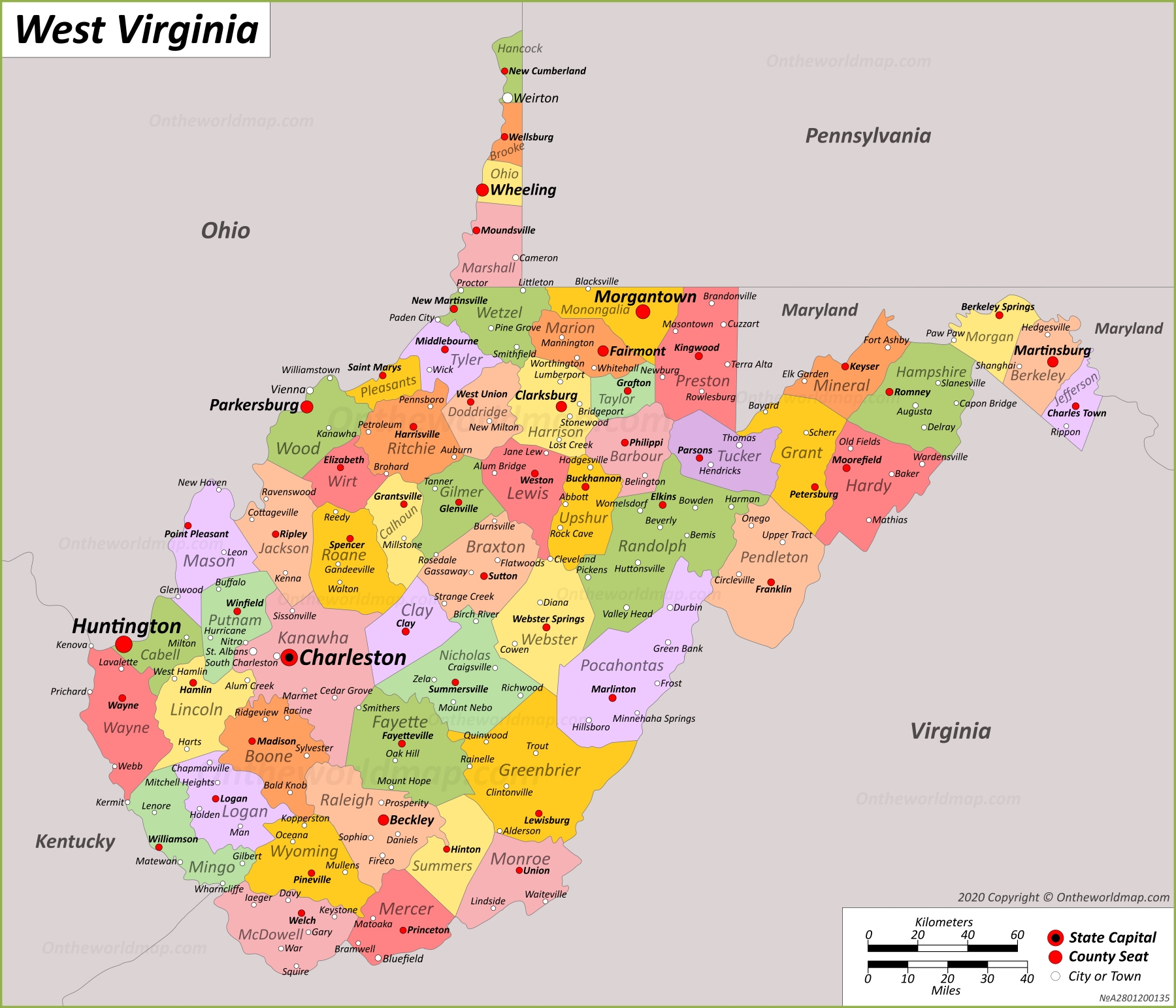 Printable Map Of West Virginia Printable Map Of West Virginia