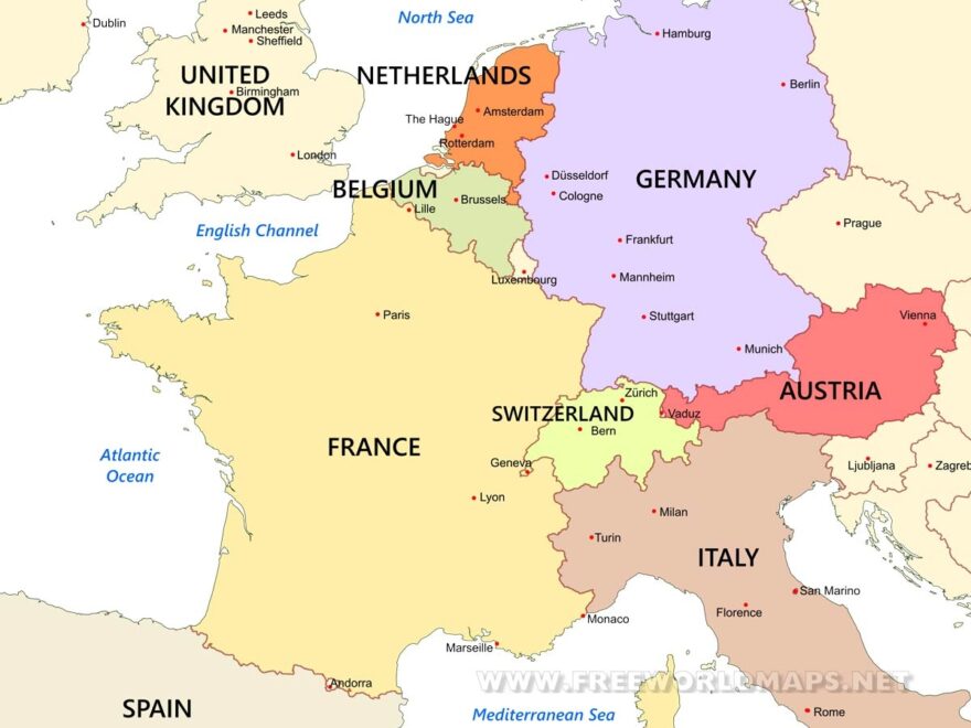 Western Europe Maps By Freeworldmaps