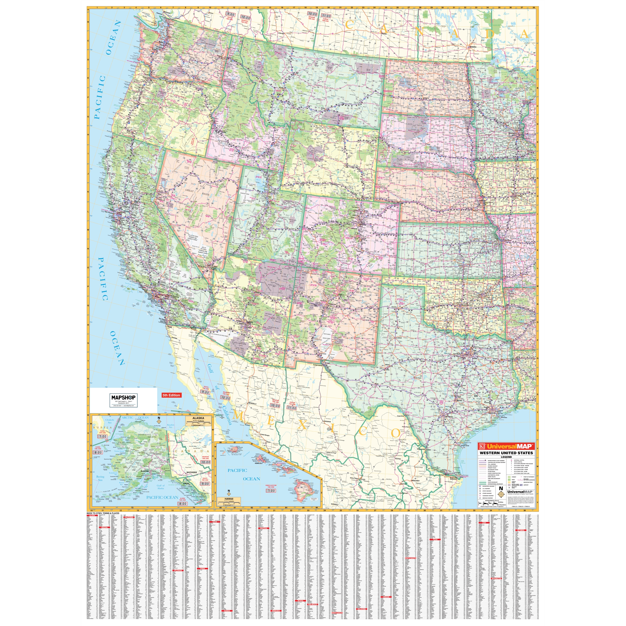 Western United States Regional Wall Map By Kappa The Map Shop