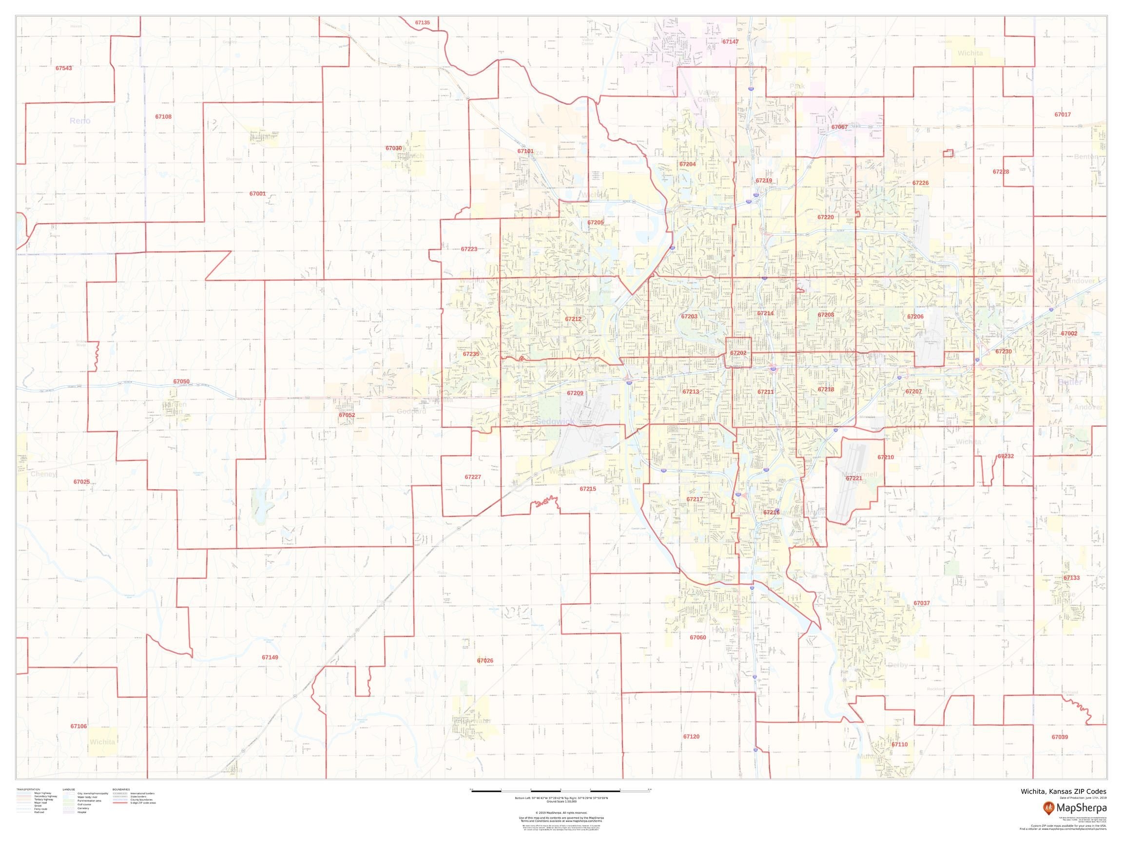 Wichita Kansas ZIP Codes Map
