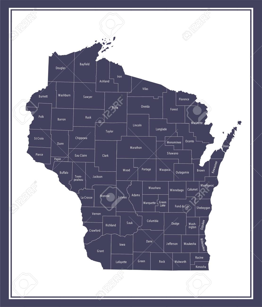 Wisconsin Counties Map Printable Royalty Free SVG Cliparts Vectors And Stock Illustration Image 148162082 