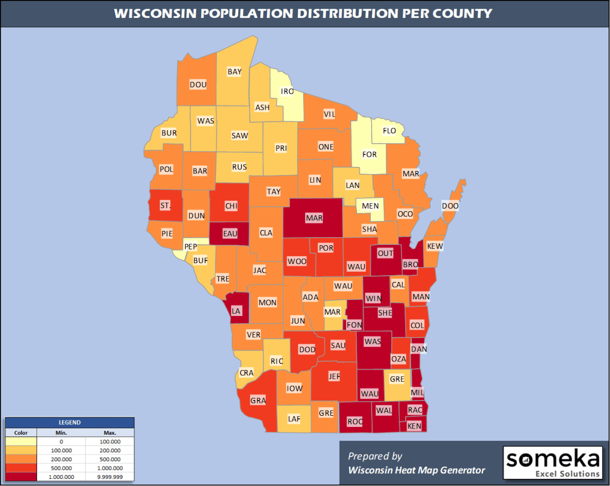 Wisconsin Counties Map 8 X 11 Printable