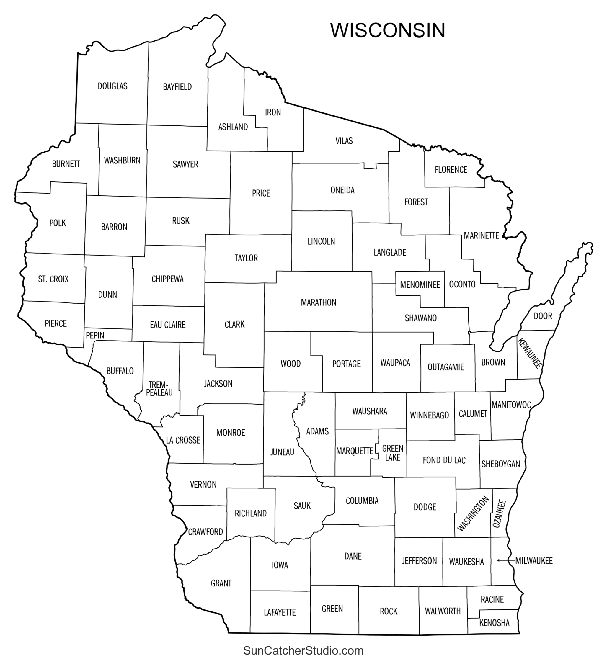 Wisconsin County Map Printable State Map With County Lines Free Printables Monograms Design Tools Patterns DIY Projects